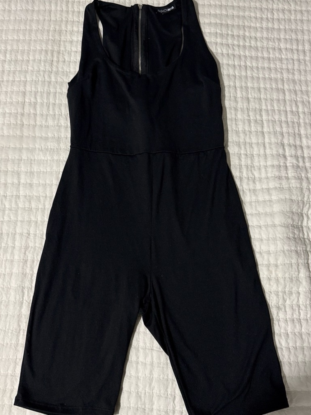 Fashion Nova Black Sleeveless Romper with Exposed Back Zipper